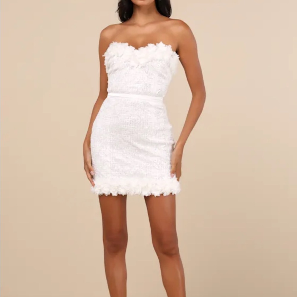 Lulu's White Ruched Strapless Bodycon Dress